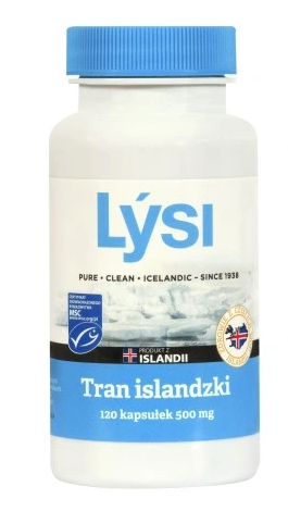 TRAN ISLANDZKI MSC OMEGA-3 (500 mg) 120 KAPSUŁEK - LYSI-1 34761 