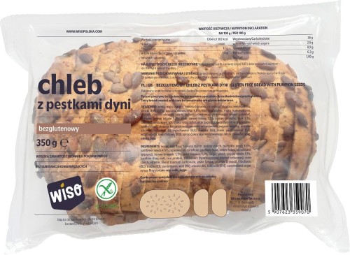 CHLEB Z PESTKAMI DYNI BEZGLUTENOWY 350 g - WISO-1 34801 