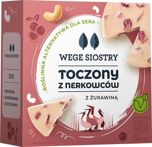 WEGAŃSKA ALTERNATYWA SERA Z ORZECHÓW NERKOWCA Z ŻURAWINĄ BEZGLUTENOWA 140 g - WEGE SIOSTRY-1 34834 