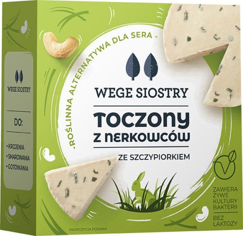 WEGAŃSKA ALTERNATYWA SERA Z ORZECHÓW NERKOWCA ZE SZCZYPIORKIEM BEZGLUTENOWA 140 g - WEGE SIOSTRY-1 34836 