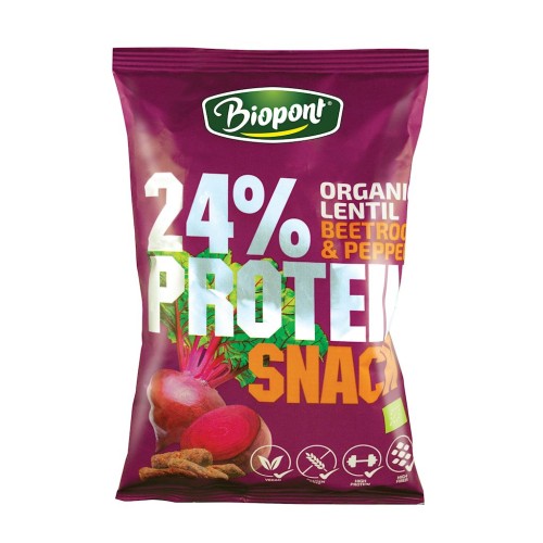 CHRUPKI PROTEINOWE O SMAKU BURAKA Z PIEPRZEM BEZGLUTENOWE BIO 50 g - BIOPONT-1 34921 