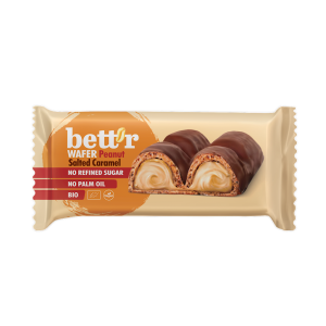 WAFELEK Z KREMEM ORZESZKI ZIEMNE W POLEWIE SŁONY KARMEL BIO 33 g - BETT'R