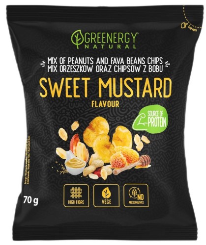 MIESZANKA PROTEINOWA ORZESZKÓW I CHIPSÓW Z BOBU SŁODKA MUSZTARDA 70 g - GREENERGY-1 34937 