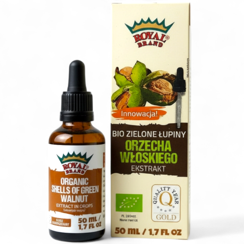 EKSTRAKT Z ZIELONYCH ŁUPIN ORZECHÓW WŁOSKICH W KROPLACH BIO 50 ml - ROYAL BRAND-1 34950 