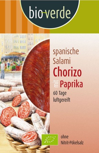 SALAMI CHORIZO Z PAPRYKĄ PLASTRY BIO 80 g - BIO-VERDE-1 34970 
