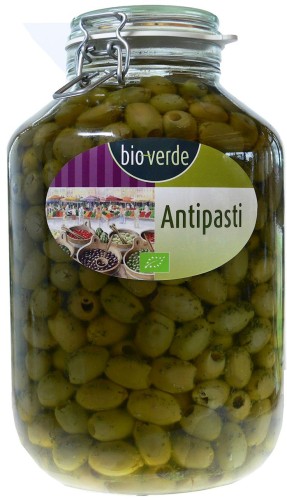 OLIWKI ZIELONE BEZ PESTKI Z ZIOŁAMI W OLEJU BIO 4,55 kg (SŁOIK) - BIO-VERDE-1 34991 