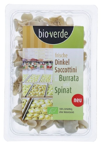 SACCHETTINI ORKISZOWE ŚWIEŻE Z SEREM BURRATA I SZPINAKIEM BIO 250 g - BIO-VERDE-1 35000 