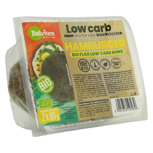 BUŁKI HAMBURGEROWE LNIANE KETO BEZGLUTENOWE BIO (2 szt.) 160 g - BALVITEN-1 35017 