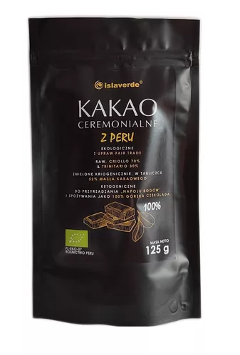 KAKAO CEREMONIALNE - TABLICZKA GORZKA 100 % KAKAO BIO 125 g - ISLAVERDE (SEGURA)-1 35022 