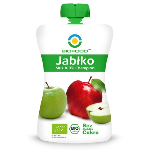 MUS JABŁKOWY 100 % CHAMPION BEZ DODATKU CUKRÓW BEZGLUTENOWY BIO 200 g - BIOFOOD-1 35043 