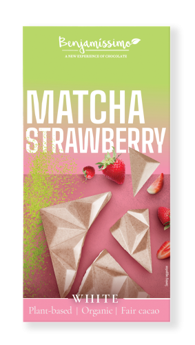TABLICZKA KAKAOWA HERBATA MATCHA - TRUSKAWKA BEZGLUTENOWA BIO 60 g - BENJAMISSIMO-1 35067 