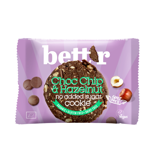 CIASTKO Z CZEKOLADĄ I ORZECHAMI LASKOWYMI BEZ DODATKU CUKRÓW BIO 40 g - BETT'R-1 35082 