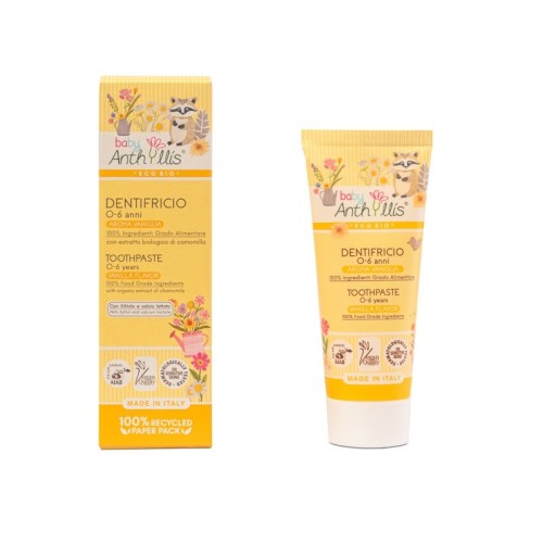 PASTA DO ZĘBÓW DLA DZIECI BEZ FLUORU Z ALOESEM I RUMIANKIEM WANILIOWA 75 ml - BABY ANTHYLLIS-1 35100 