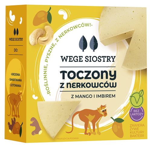 WEGAŃSKA ALTERNATYWA SERA Z ORZECHÓW NERKOWCA Z MANGO I IMBIREM BEZGLUTENOWA 140 g - WEGE SIOSTRY-1 35130 