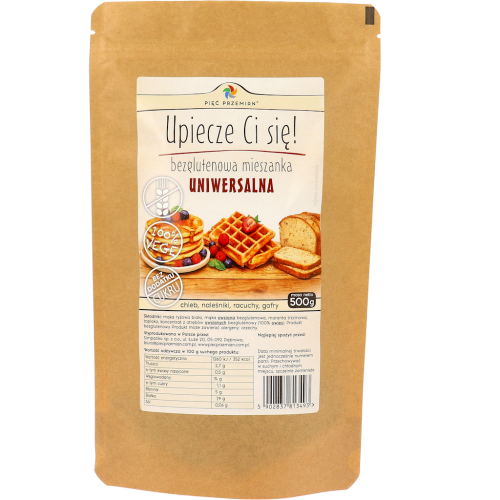 MIESZANKA UNIWERSALNA BEZ DODATKU CUKRÓW BEZGLUTENOWA 500 g - PIĘĆ PRZEMIAN-1 35177 