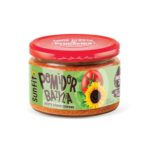 PASTA SŁONECZNIKOWA Z POMIDORAMI I BAZYLIĄ BEZGLUTENOWA 180 g - PRIMAVIKA-1 35182 