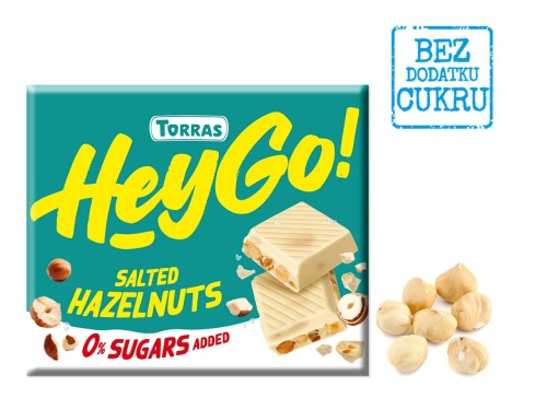CZEKOLADA BIAŁA Z ORZECHAMI LASKOWYMI I SOLĄ MORSKĄ BEZ DODATKU CUKRÓW BEZGLUTENOWA 60 g - TORRAS-1 35188 