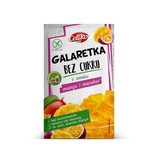 GALARETKA BEZ CUKRU O SMAKU MANGO - MARAKUJA BEZGLUTENOWA 14 g - CELIKO-1 35328 