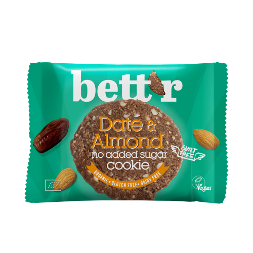 CIASTKO Z DAKTYLAMI I MIGDAŁAMI BEZ DODATKU CUKRÓW BEZGLUTENOWE BIO 40 g - BETT'R-1 35331 