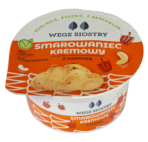 WEGAŃSKA ALTERNATYWA SERKA TWAROGOWEGO Z ORZECHÓW NERKOWCA Z PAPRYKĄ BEZGLUTENOWA 130 g - WEGE SIOSTRY-1 35336 