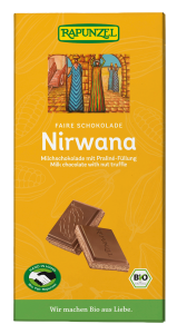 CZEKOLADA MLECZNA Z NADZIENIEM PRALINOWYM NIRWANA BIO 100 g - RAPUNZEL