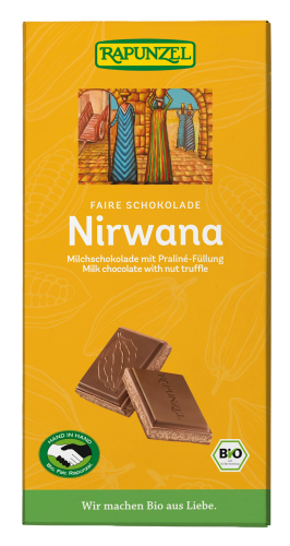 CZEKOLADA MLECZNA Z NADZIENIEM PRALINOWYM NIRWANA BIO 100 g - RAPUNZEL-1 35383 
