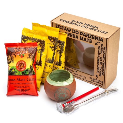 ZESTAW (YERBA MATE 4x50 g, MATERO, BOMBILLA, TERMOMETR) - YERBA MATE GREEN-1 35416 
