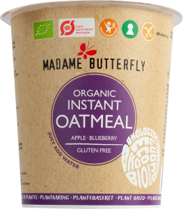 OWSIANKA BŁYSKAWICZNA JABŁKO - JAGODA BEZGLUTENOWA BIO 55 g - MADAME BUTTERFLY