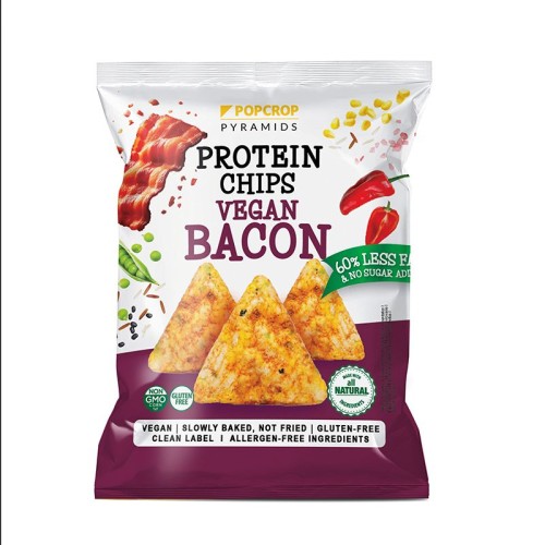 CHRUPKI PIRAMIDKI PROTEINOWE O SMAKU BEKONOWYM WEGAŃSKIE BEZGLUTENOWE 60 g - POPCROP-1 35460 