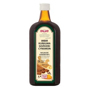 NAPÓJ IMBIR - KURKUMA - GOŹDZIKI - CYNAMON BEZ DODATKU CUKRÓW 500 ml - POLSKA RÓŻA