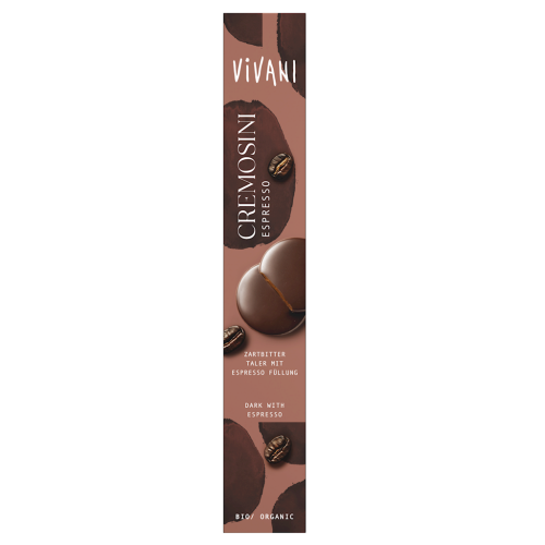 CZEKOLADKI GORZKIE Z NADZIENIEM ESPRESSO BIO 100 g - VIVANI-1 35502 