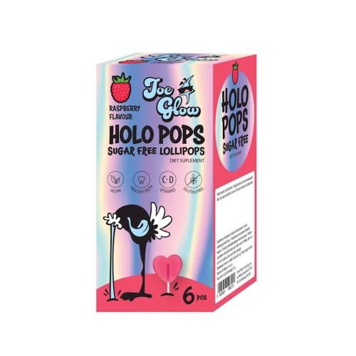 LIZAK HOLO POPS O SMAKU MALINOWYM BEZ CUKRU BEZGLUTENOWY (6 szt.) 36 g - JOE GLOW-1 35506 