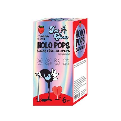 LIZAK HOLO POPS O SMAKU TRUSKAWKOWYM BEZ CUKRU BEZGLUTENOWY (6 szt.) 36 g - JOE GLOW-1 35507 