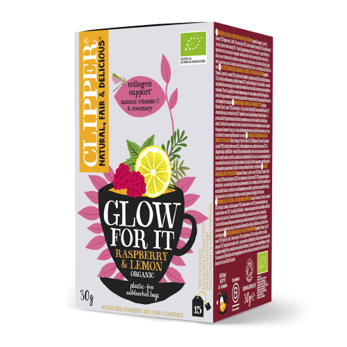 HERBATKA O SMAKU MALINOWO - CYTRYNOWYM NA PIĘKNĄ SKÓRĘ (GLOW FOR IT) BIO (15 x 2 g) 30 g - CLIPPER-1 35516 