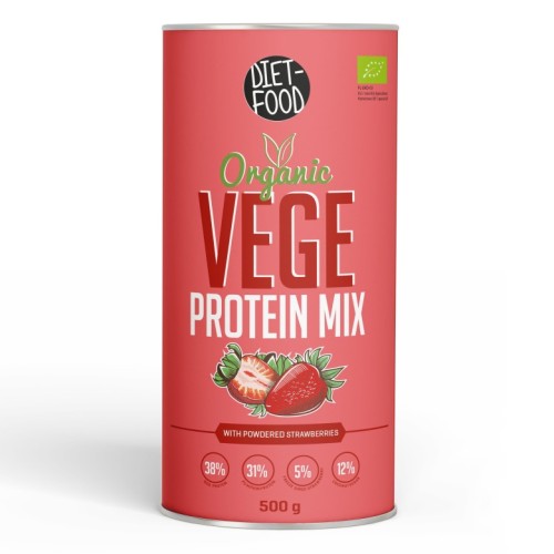 BIAŁKO VEGE MIX TRUSKAWKA BIO 500 g - DIET-FOOD-1 35557 
