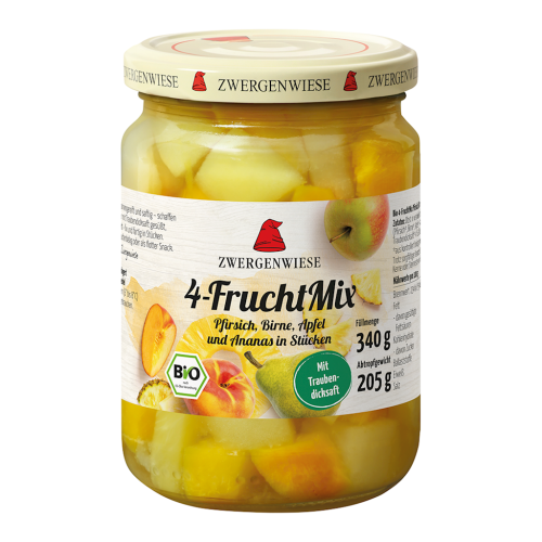 MIX 4 OWOCÓW W LEKKIM SYROPIE BIO 340 g (205 g) (SŁOIK) - ZWERGENWIESE-1 35586 