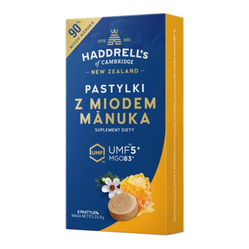 PASTYLKI DO SSANIA MIÓD MANUKA MGO 83+ UMF 5+ 22 g - HADDRELL'S OF CAMBRIDGE-1 35601 