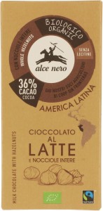CZEKOLADA MLECZNA Z ORZECHAMI FAIR TRADE BIO 100 g - ALCE NERO