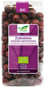 ŻURAWINA SUSZONA NIESŁODZONA BIO 50 g ma działanie przeciwbakteryjne i przeciwgrzybicze