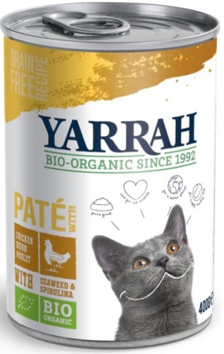 16389(DLA KOTA DOROSŁEGO) PASZTET Z KURCZAKA ZE SPIRULINĄ I ALGAMI BIO 400 g - YARRAH-1
