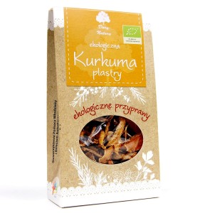 KURKUMA PLASTRY SUSZONE BIO 30 g sprzyja usuwaniu cholesterolu z tętnic 