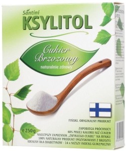 KSYLITOL 250 g - SANTINI (FINLANDIA) stosowany jest w walce z próchnicą