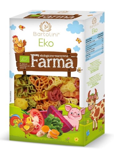 18064MAKARON (SEMOLINOWY Z SUSZONYMI WARZYWAMI) DLA DZIECI FARMA BIO 250 g - BARTOLINI-1