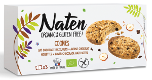 CIASTKA OWSIANE Z CZEKOLADĄ I ORZECHAMI LASKOWYMI BEZGLUTENOWE BIO 120 g - NATEN