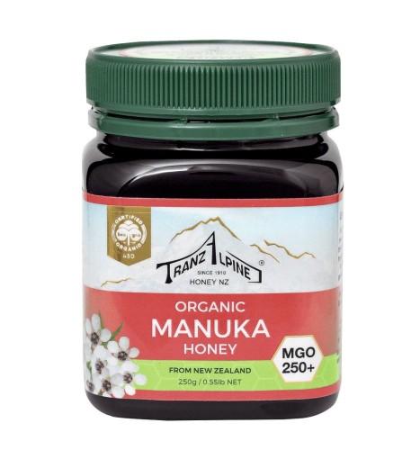 19114MIÓD MANUKA MGO 250+ BIO 250 g - TRANZALPINE-1