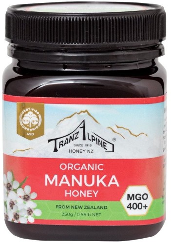 19432MIÓD MANUKA MGO 400+ BIO 250 g - TRANZALPINE-1