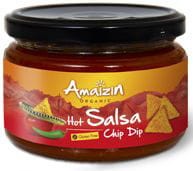 Sos salsa pikantny BIO 260g pasuje do nachosów lub krakersów