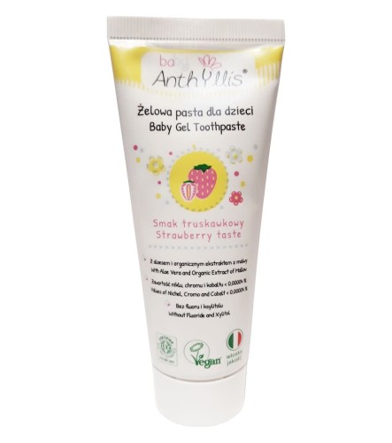 19457PASTA DO ZĘBÓW DLA DZIECI BEZ FLUORU OD PIERWSZEGO ZĄBKA TRUSKAWKOWA 75 ml - BABY ANTHYLLIS-1